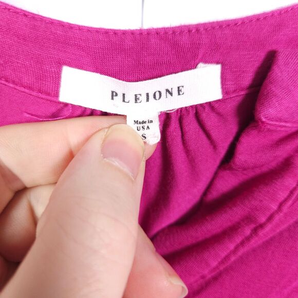 Anthropologie Pleione Womens Small Purple Cap Sleeve V-Neck Blouse Made in USA - Picture 2 of 7